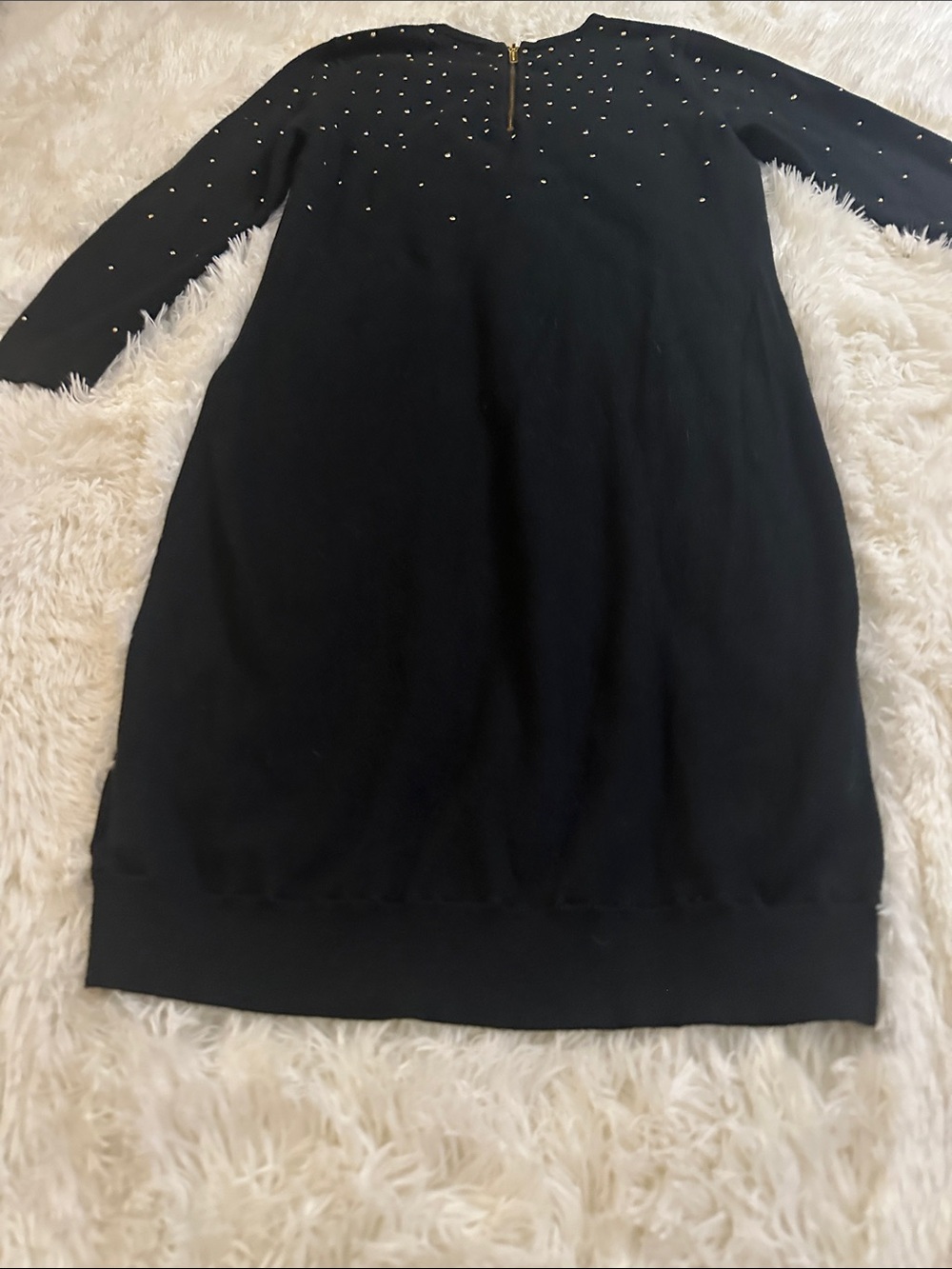 MICHAEL Michael Kors Black Long-Sleeve Top with Gold Studs and Back Zip
